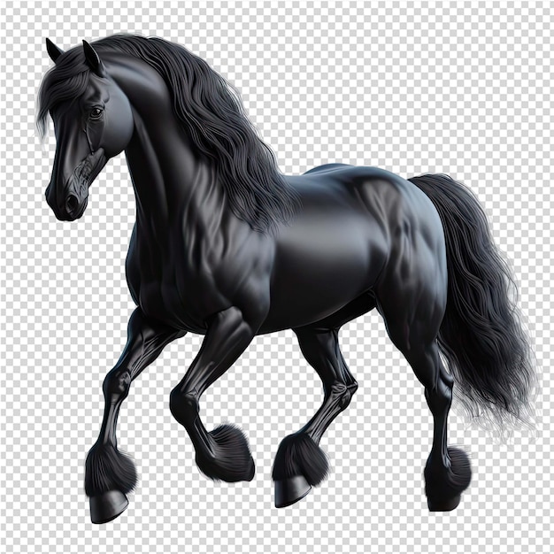 PSD 黒い毛皮と尾を持つ黒い馬