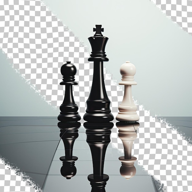 PSD Шахматная фигура черной королевы и зеркало показывают черного короля, символизирующего трансгендерное разнообразие и равенство на прозрачном фоне.