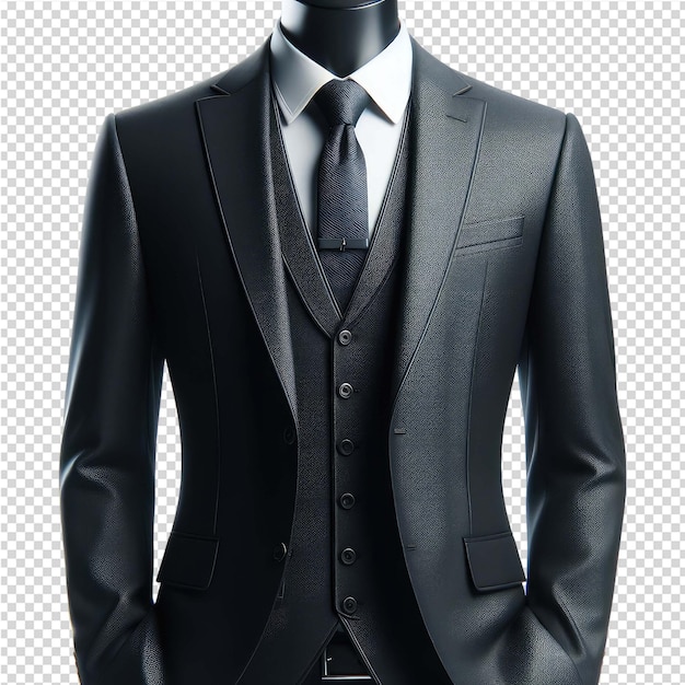 PSD Черный костюм с черным галстуком и белой рубашкой