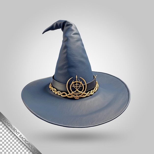 PSD Черная шляпа ведьмы с черной шляпой, на которой написано слово