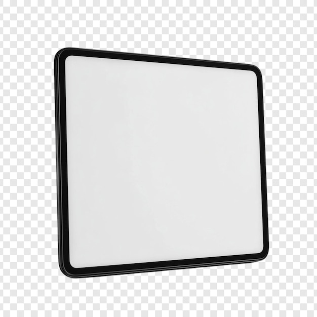 A blank blackframed tablet mockup isolated on a transparent background perfect for showcasing app designs or digital artwork