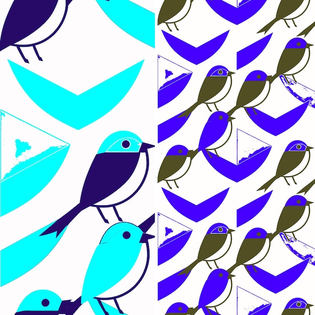 PSD 새와  삼각형의 파란색과 초록색 배경