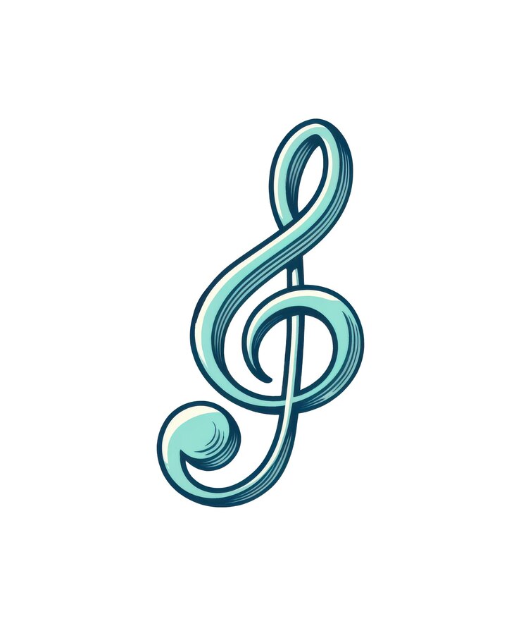 PSD a blue and green musical symbol retro sticker