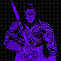 PSD 剣を持った騎士の青と紫のイメージ