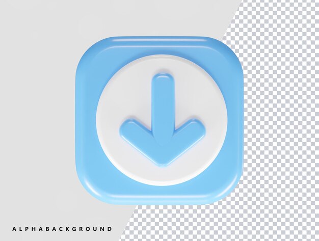 A blue and white button with an arrow pointing down.