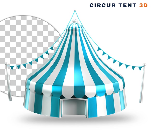 PSD 青と白のサーカスのテントで、上部に「円周」という文字が描かれています。