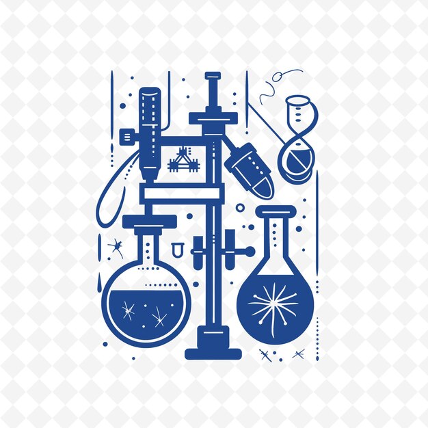 PSD 青い背景の化学実験室の青と白の絵