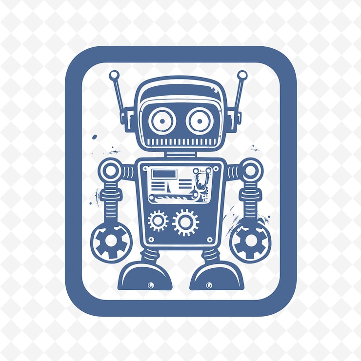 PSD a blue and white image of a robot with gears and gears