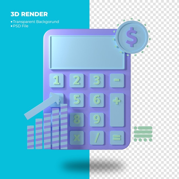 PSD Сине-белая бумага с калькулятором и знаком доллара.