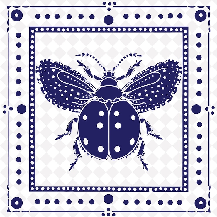 PSD a blue and white picture of a ladybug