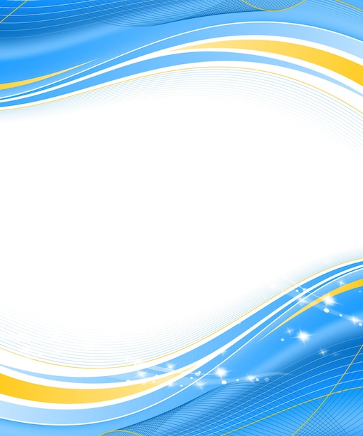 a blue and yellow background with a yellow and blue wave