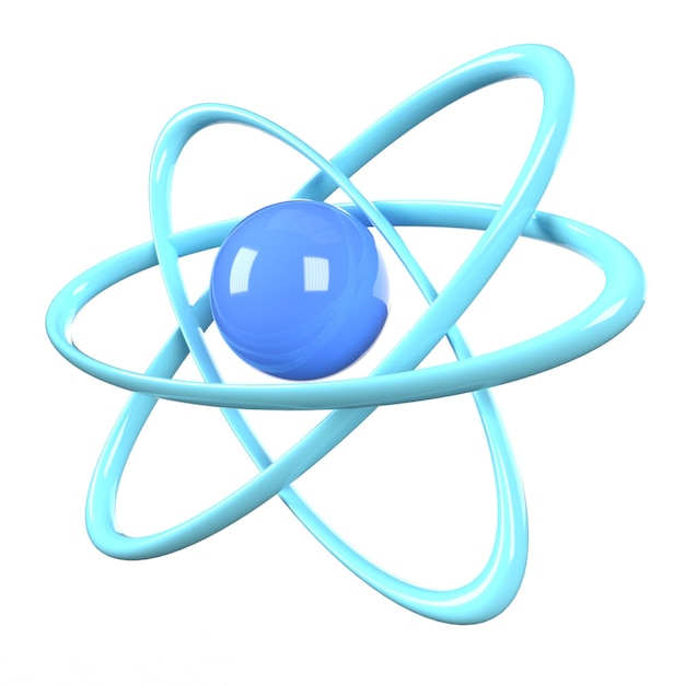 PSD 중앙에 파란색 공이 있는 파란색 원자