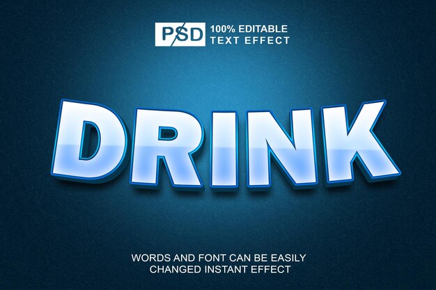 PSD 음료라는 단어가 있는 파란색 배경