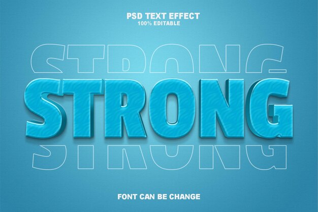 PSD 青色の背景に「強い」という言葉