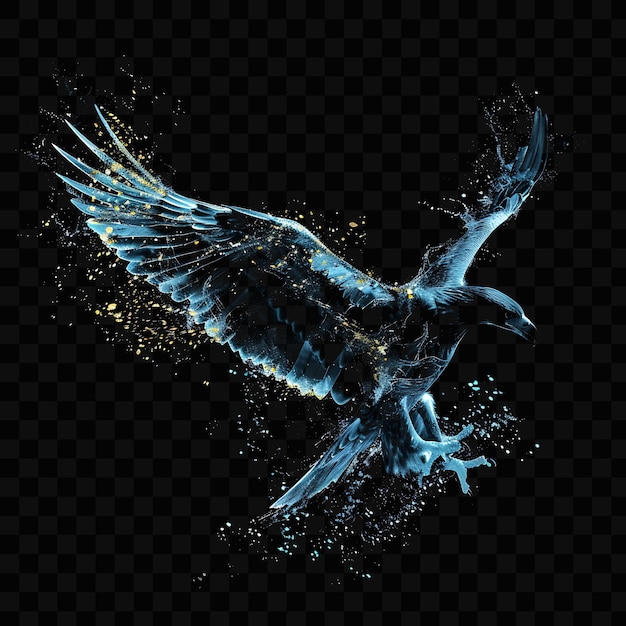 PSD 青い尾を持つ青い鳥が黒い背景で示されています