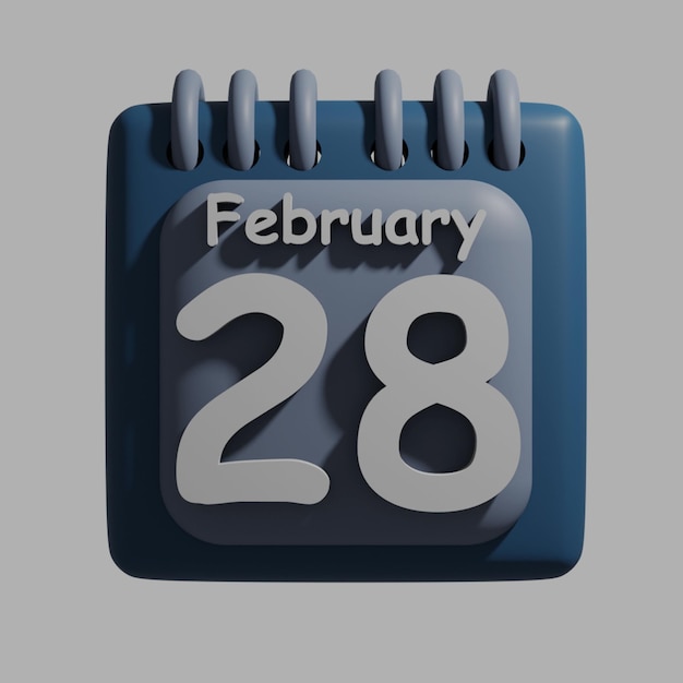날짜가 2월 28일인 파란색 달력