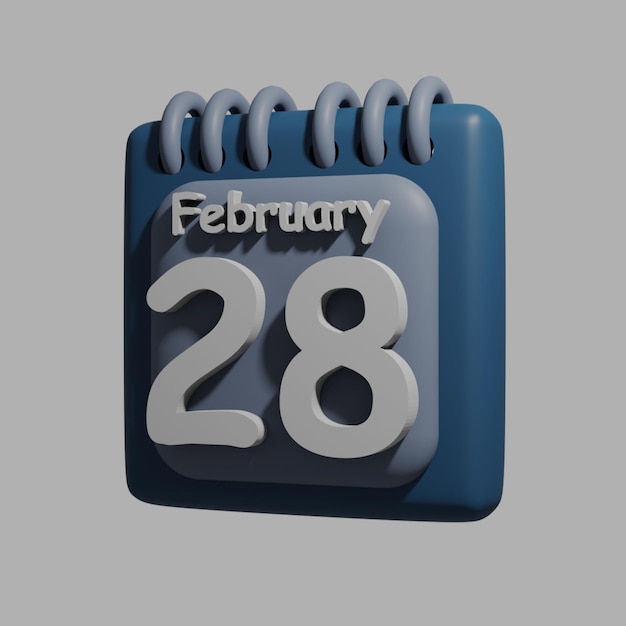 PSD Синий календарь с датой 28 февраля.