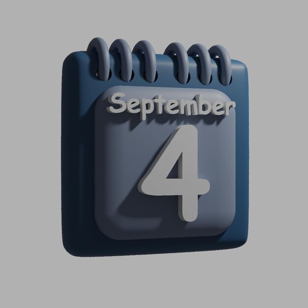 PSD Синий календарь с датой 4 сентября.