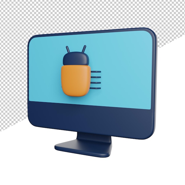 A blue computer monitor with a android logo on it.
