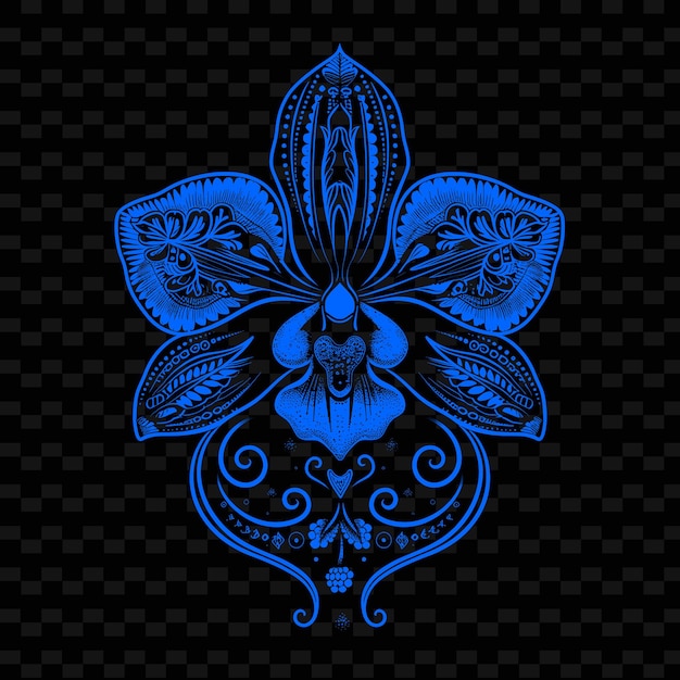 PSD Синий цветок на черном фоне