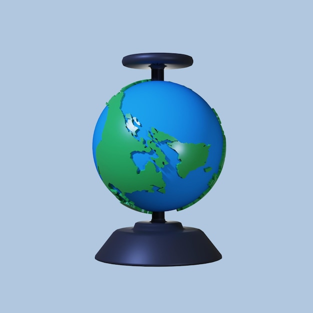 PSD 세계 지도가 있는 파란색 지구본