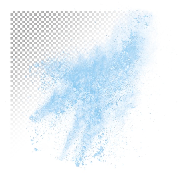 Брызги синей краски на прозрачном фоне брызги порошка psd