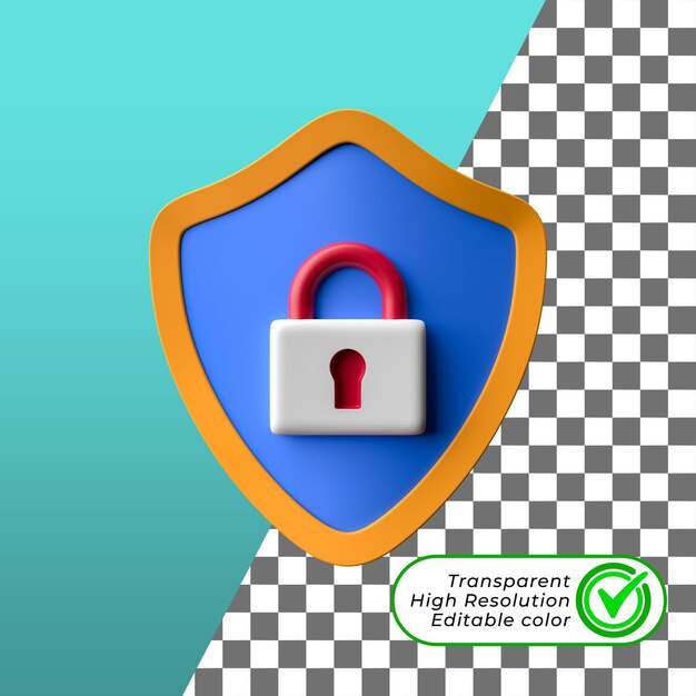 A blue shield with a red padlock on it
