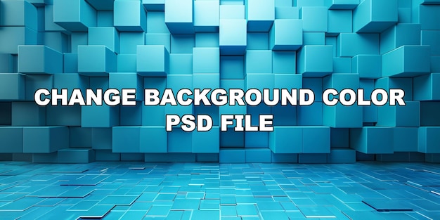 PSD キューブで作られた青い壁のストック背景