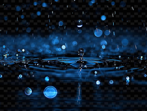 PSD a blue water drop with blue lights and water drops