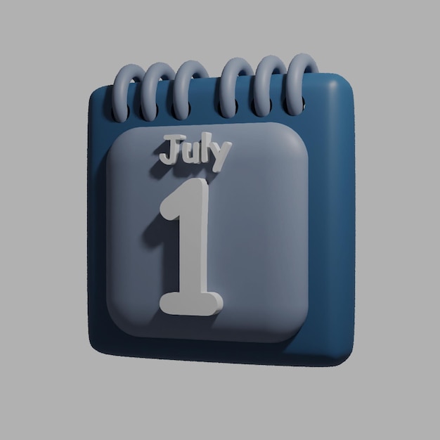 PSD 7월 1일 날짜가 적힌 파란색 흰색 달력