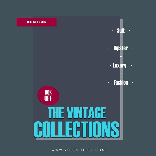 PSD ヴィンテージ・コレクション (vintage collection of vintage items) という書籍の表紙に 編集可能なモックアップが記載されています