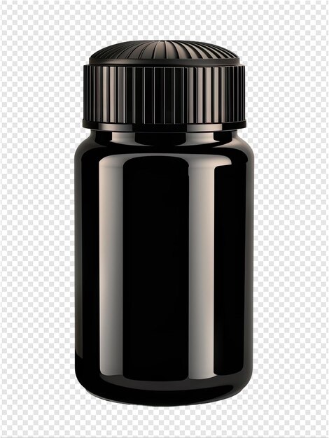 PSD 白い背景の黒い液体のボトル