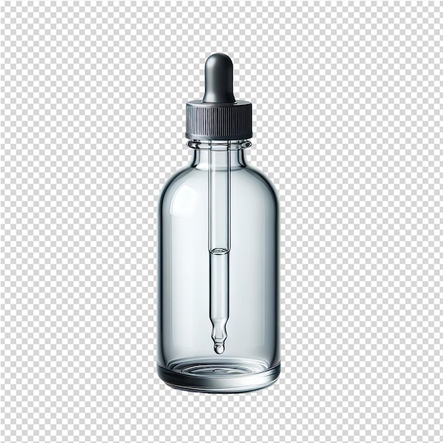 Бутылка с прозрачной жидкостью с прозрачной пластиковой крышкой