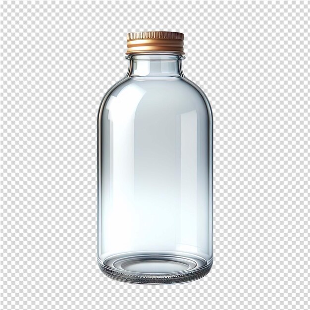 PSD a bottle of clear liquid with a gold cap