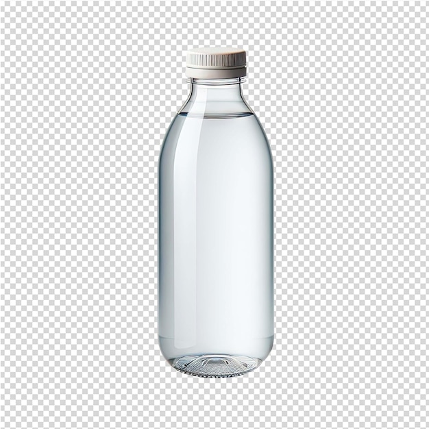 PSD 透明な液体のボトルで銀のキャップが付いています