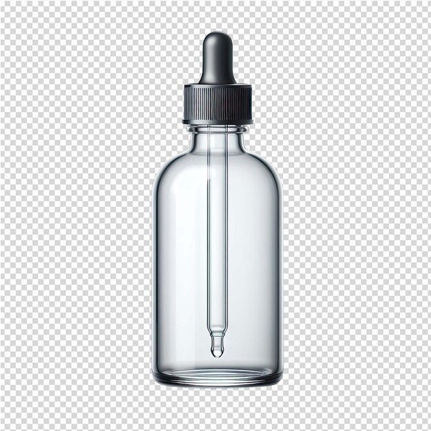 PSD a bottle of clear liquid with a silver cap