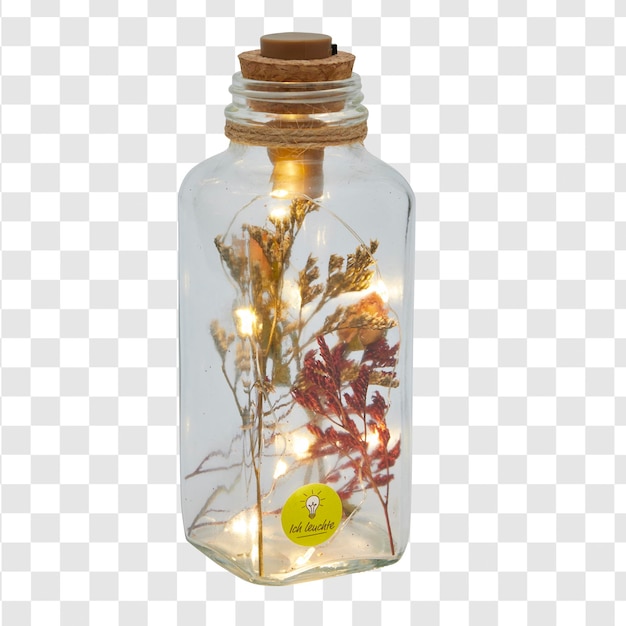 PSD Бутылка светлой банки с цветами
