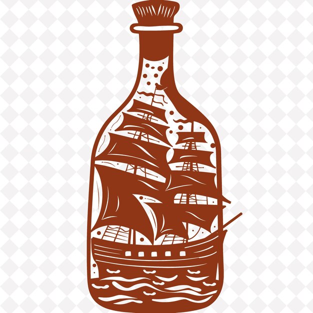 PSD 海の中の船のボトル