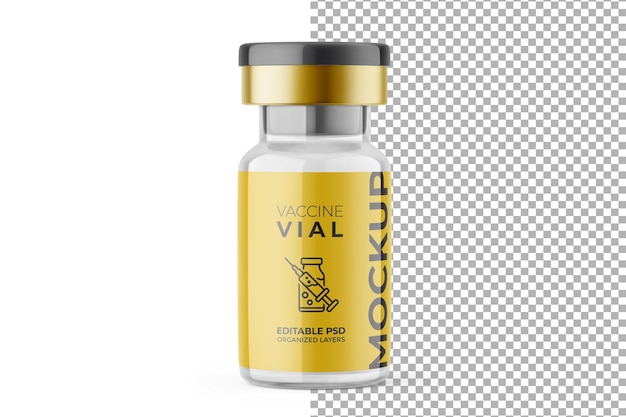 PSD Бутылка макета флакона вакцины с желтой крышкой