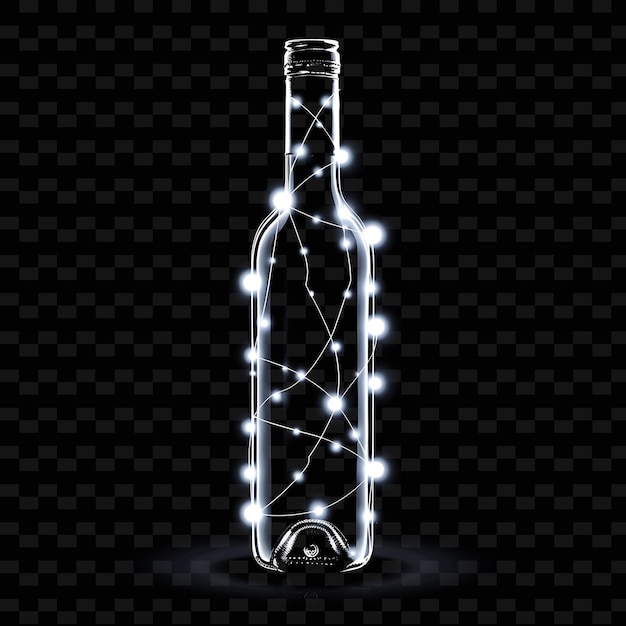 PSD 黒い背景の光の効果を持つワインのボトル