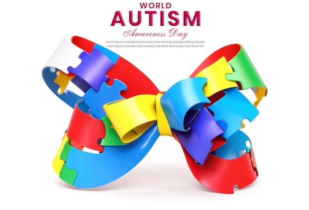 PSD Всемирный день осведомленности об аутизме с цветными головоломками на белом фоне