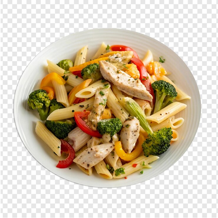 A bowl of food with a bowl of pasta and vegetables