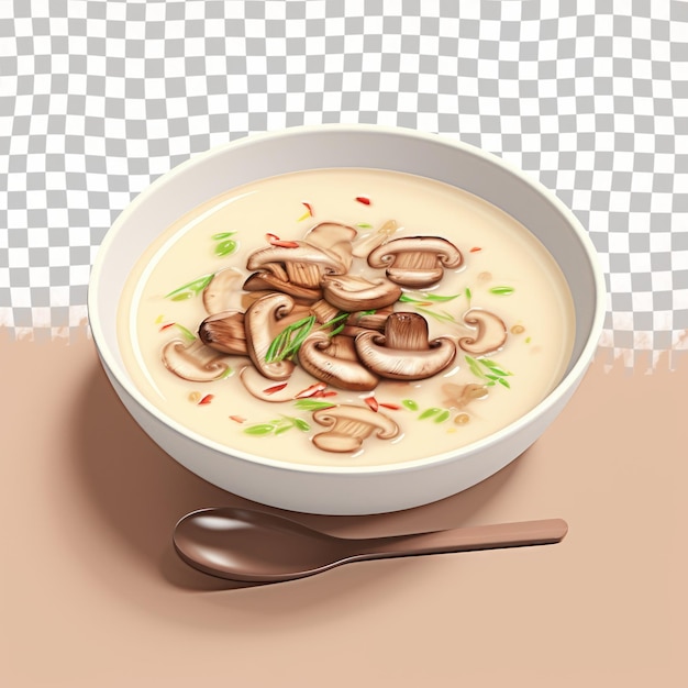 PSD Чашка грибного супа с ложкой вкусная посуда для вашего стола