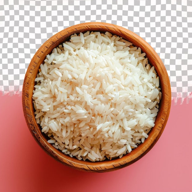 PSD a bowl of rice with a red background with a checkered pattern