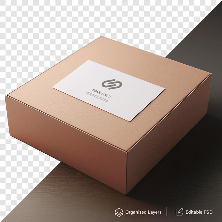 a box with a piece of paper mockup