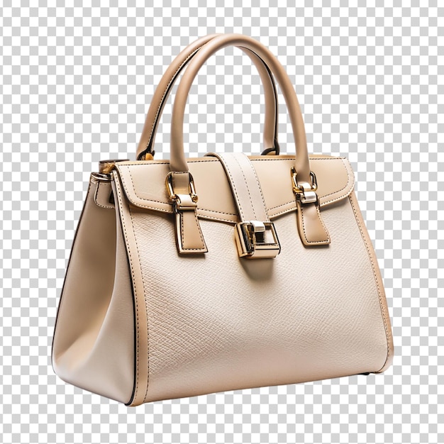 PSD a brown and white leather purse on transparent background