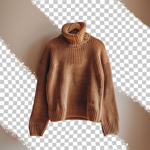 Коричневый свитер с коричневым свитером на нем