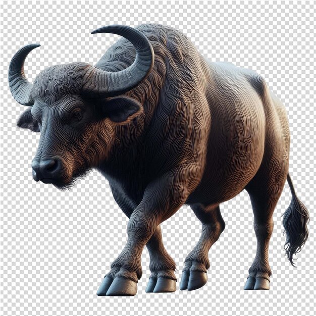 PSD a bull with horns is shown on a transparent background