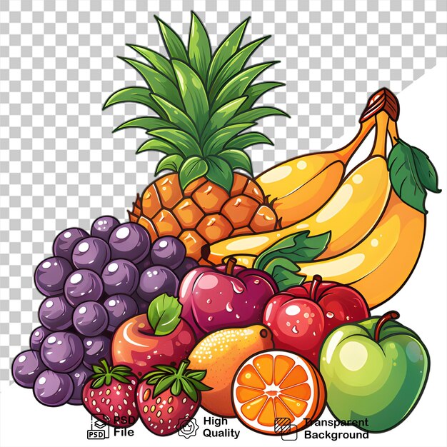 PSD a bunch fruit on a transparent background with png file