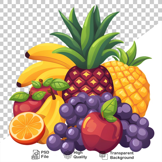 PSD Куча фруктов на прозрачном фоне с файлом png